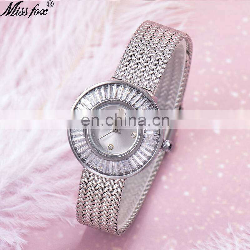MissFox 2804 fashion Quartz watch for women luxury gift case Stainless Steel women watches luxury elegant