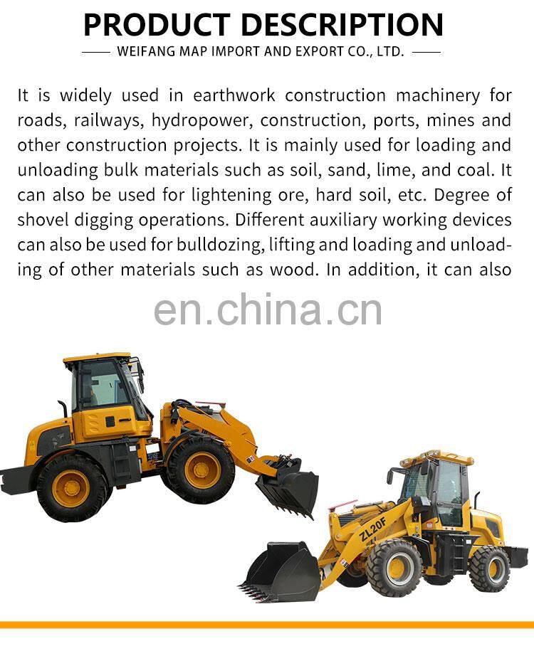 After-sales Service Provided CE Certification 2 ton ZL20 Mini Joystick Control Bucket loader
