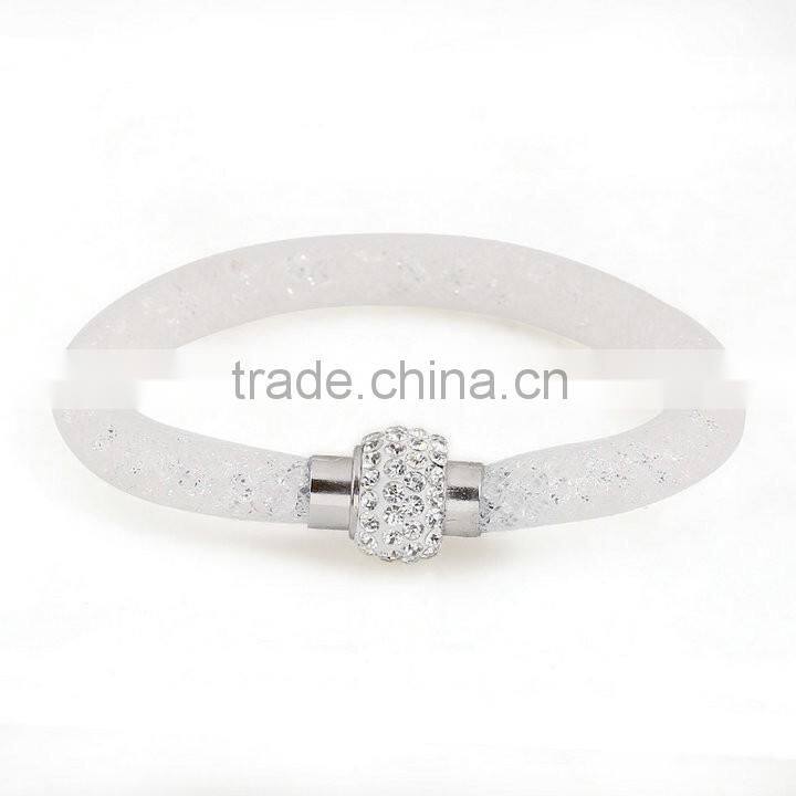 New Arrivals Colorful Mesh Single Wrap Stardust Bracelets With Crystal stones Filled Magnetic Clasp Charm Bangles