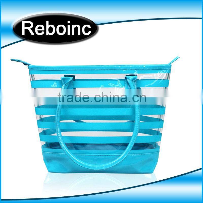 Waterproof pvc beach bag pvc tote bag handle shoulder strap sand beach bag vinyl pvc