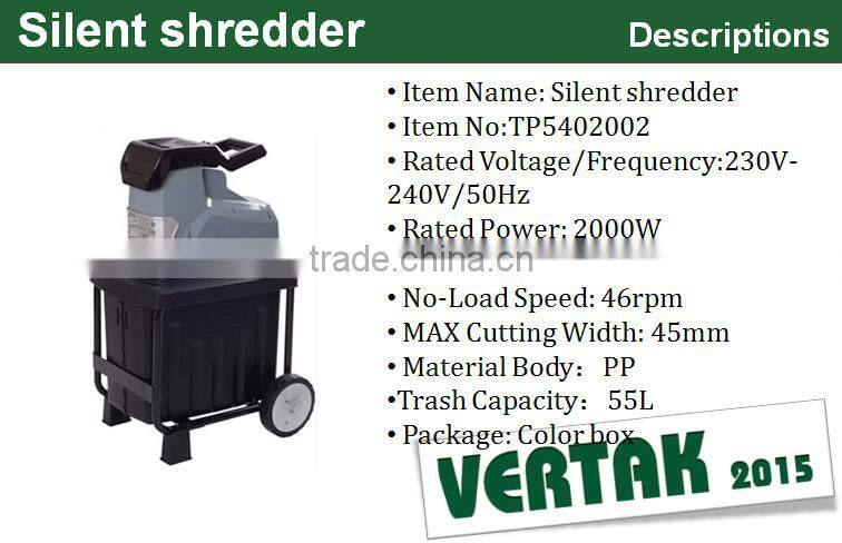 2000w garden shredder,electronic garden chipper shredder