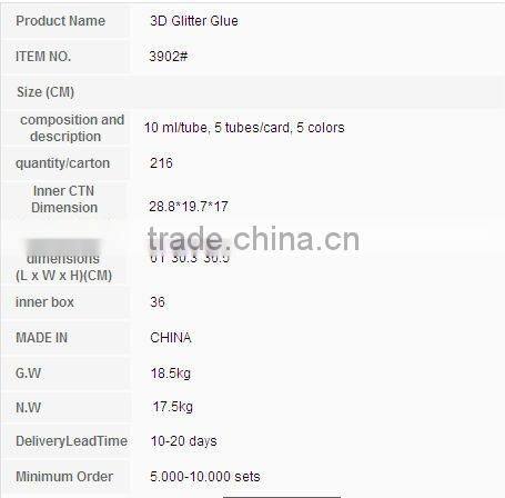 3D GLITTER GLUE DIY SALES PROMOTION 5 COLORS 10ML