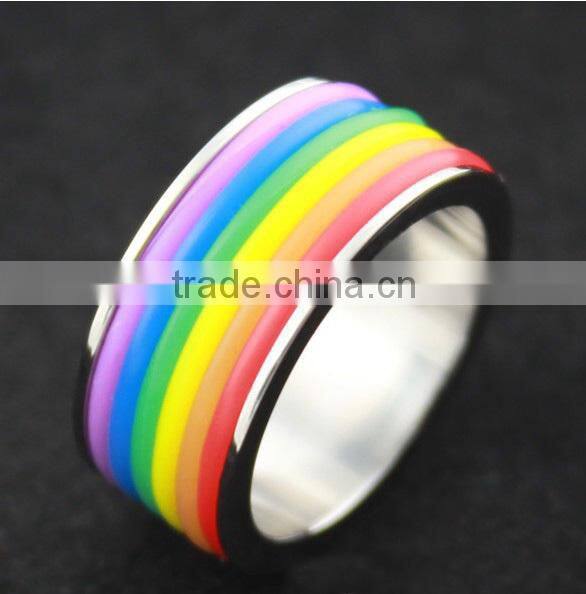 cheap wholesale stainless steel Rainbow ring