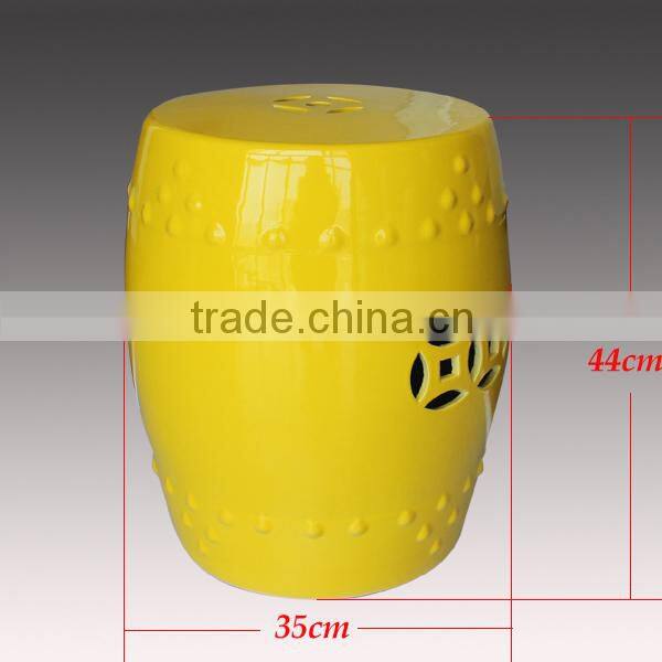 Yellow color glaze chinese porcelain garden stool seat end table