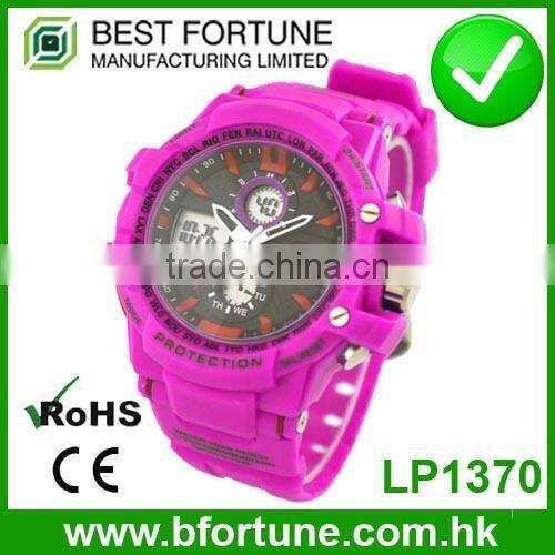 LP1369 Hot sale analog digital date day function plastic sport watch