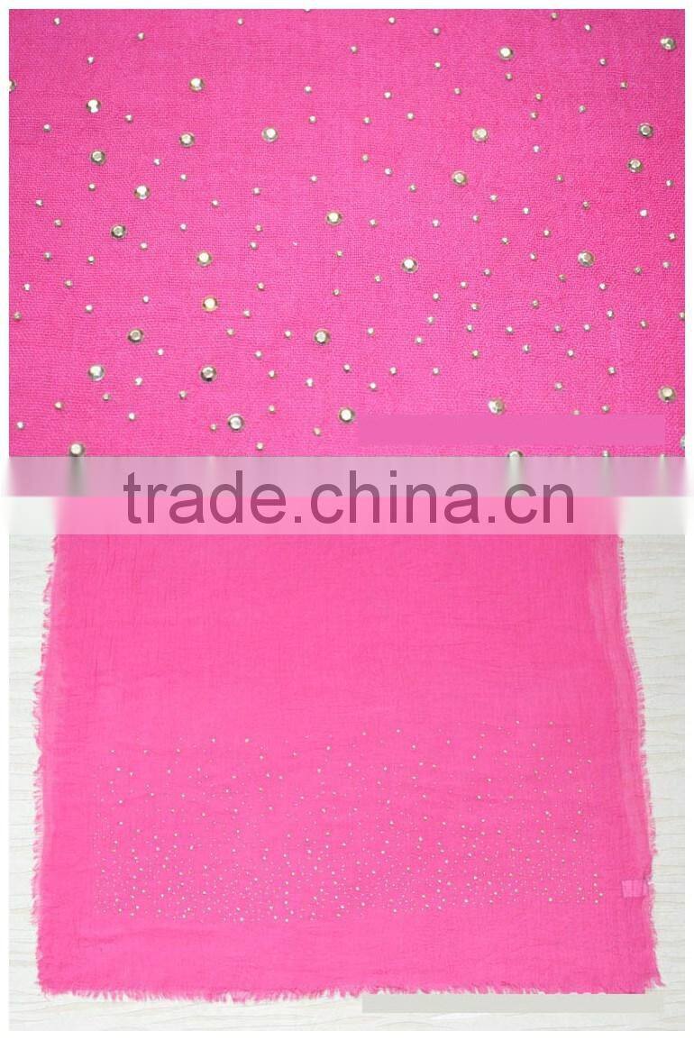 High Quality Autumn Winter Newest Hot Fix Rhinestuds Beaded Fashion Women Muslim Shawl