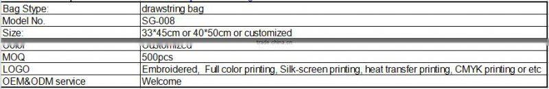 Factory price nylon polyester oxford drawstring bag