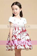 Fashion Rose Red Sequin Organza Fabric Baby Girl Party Dress for Children