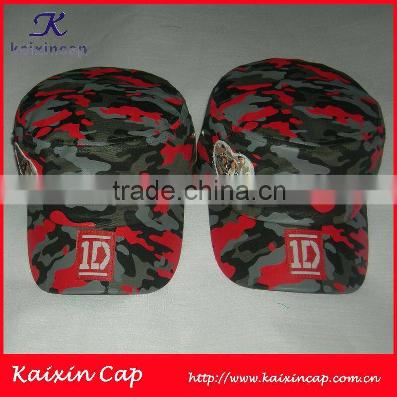 wool tweed leather brim army Military cap