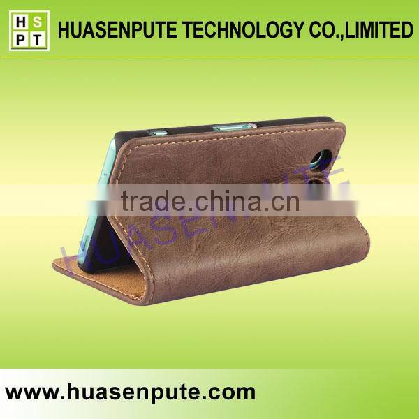 For Sony Xperia Z3 Mini Grain Cowhide Leather Flip Case