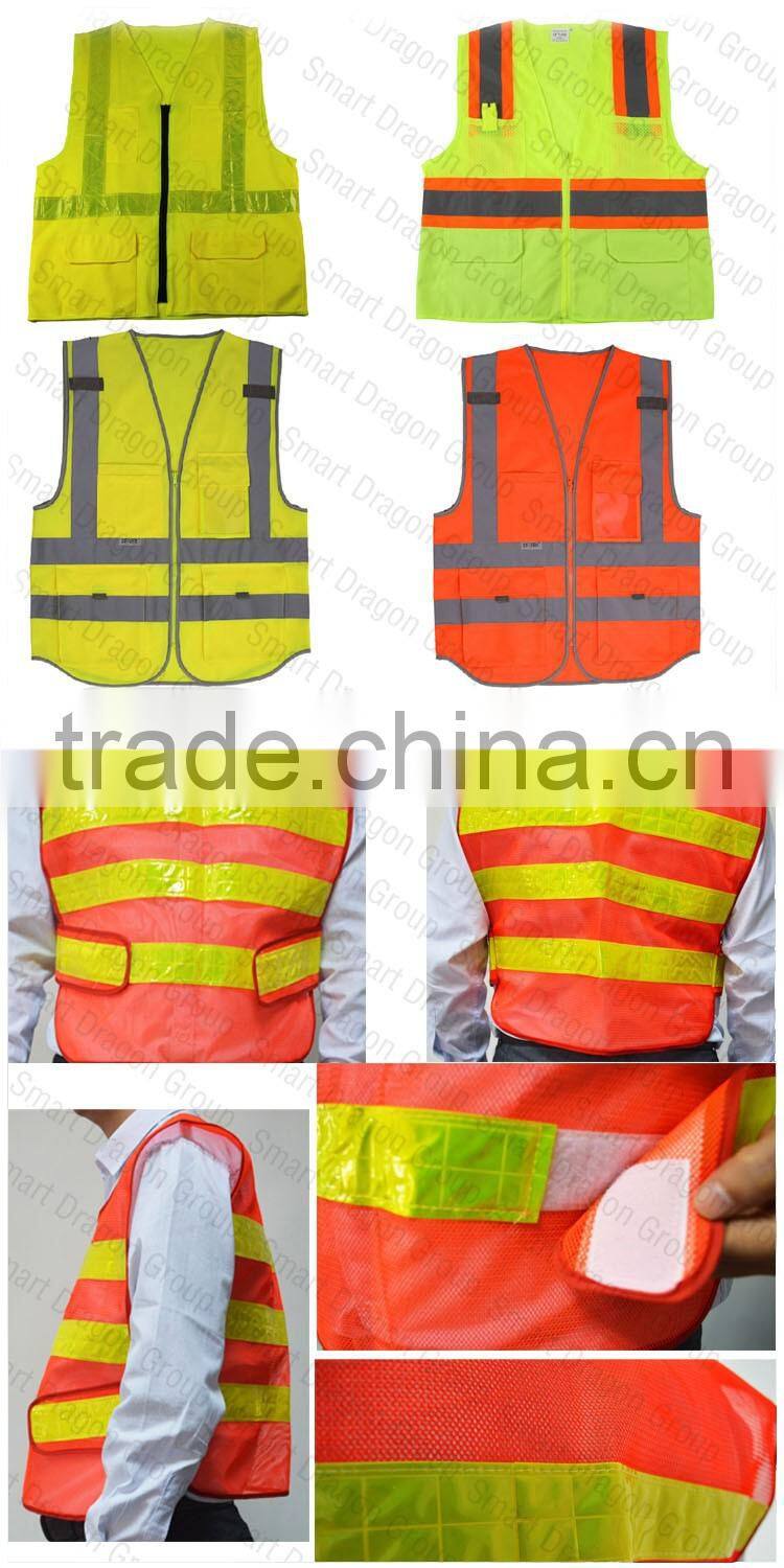 Mesh polyester fluorescent fabrics high visibility safety uniform jacket