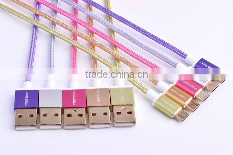 Colorful micro USB cable Wholesale nylon braided usb charger cable for samsung