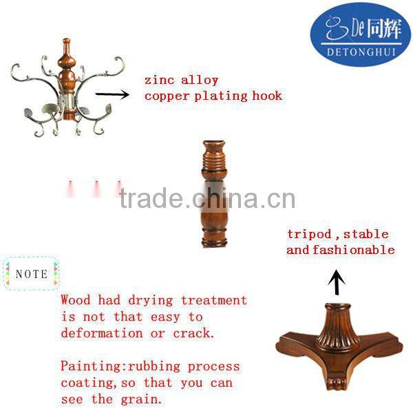 wooden clothes tree,2014 classical style rubber wood in redwood(S-701)