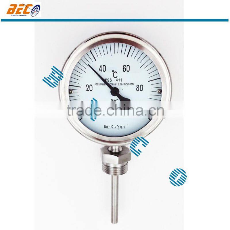 Industrial pipe temperature gauge range from 0 to 100 degree centigrade