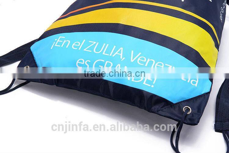 custom logo printed polyester drawstring bag