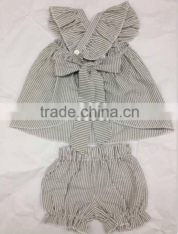 OEM design Hot Sale Seersucker boys shorts matching seersucker gingham clothing set for children