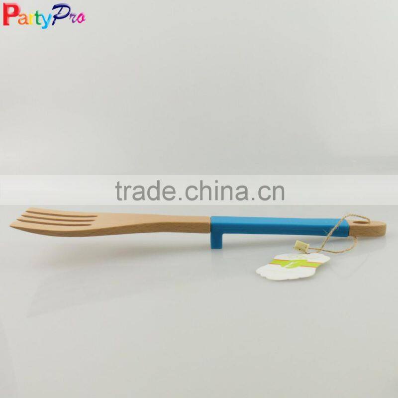 2016 new colorful Bamboo forks kitchen utensils with silicone handles