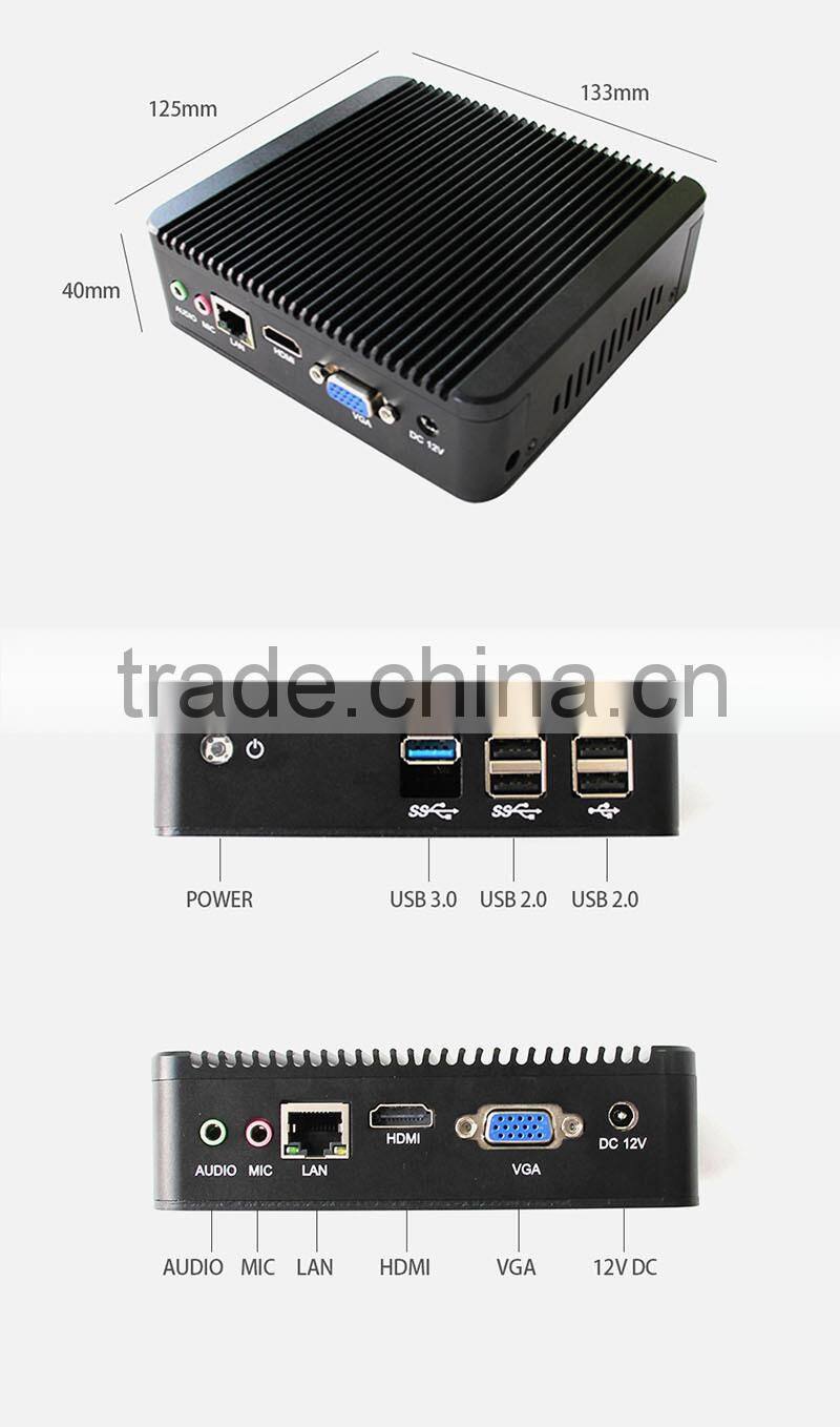 New Fanless Mini PC Cerelon J1800 Dual Core 2.41GHz 2G RAM 16G SSD Support WIN 7 Linux OS