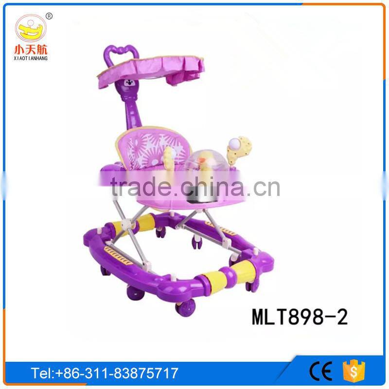 New PP plastic 8 rubber wheels rolling baby doll walker rolling baby walker with canopy
