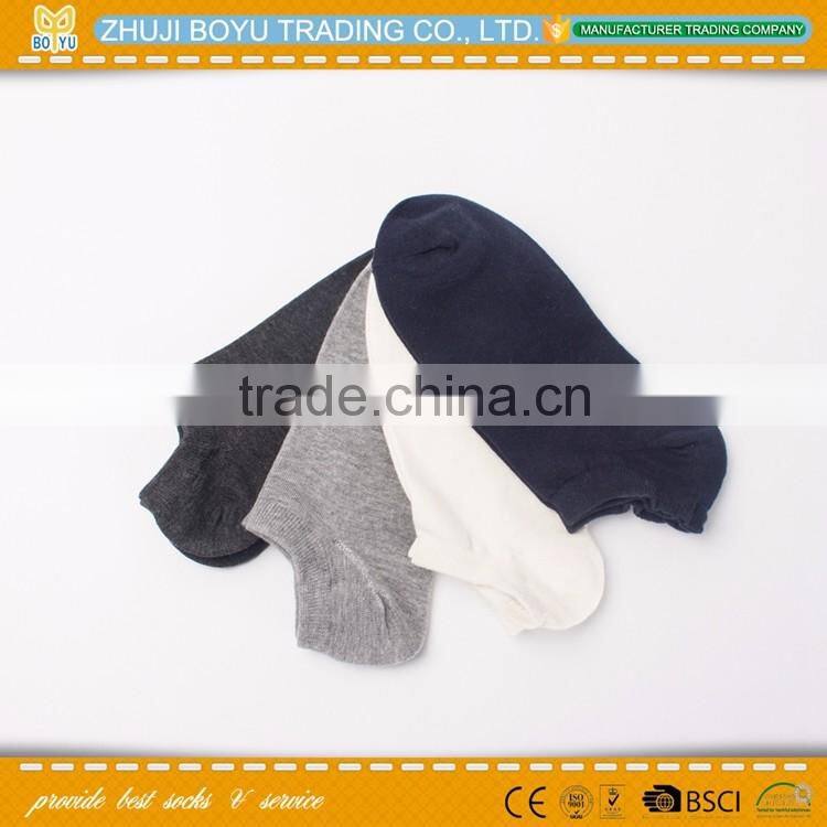 BY-160404 Hot sale men plain ankle cotton sport socks colored heel and toe custom