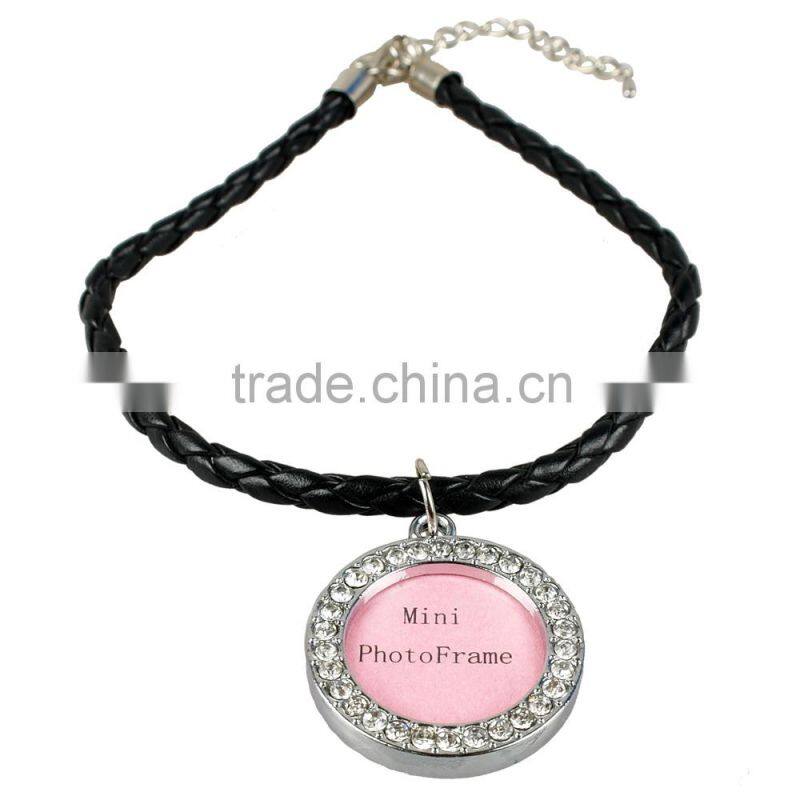 Dog bone heart round photo frame DIY mini crystal pendant charm necklace