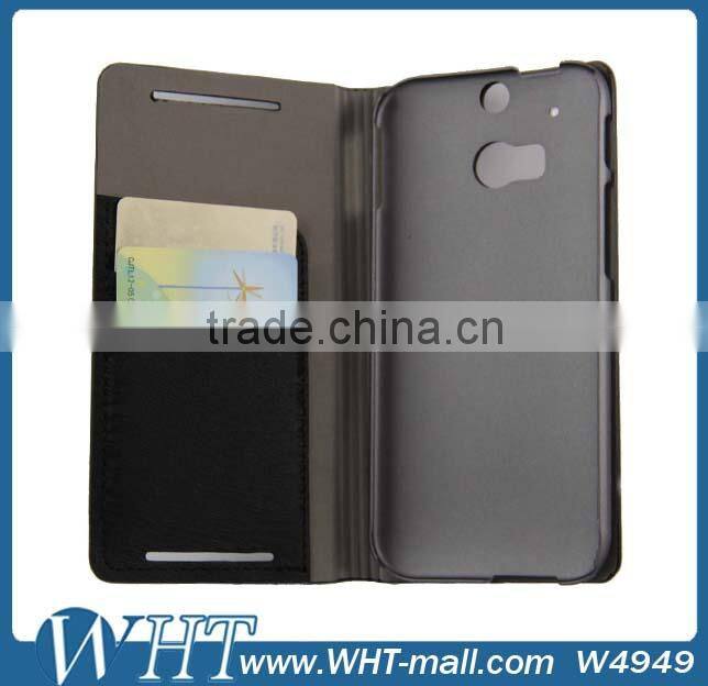 Hot Sale Wood Design Wallet Leather Case for HTC One M8, for HTC One M8 Leather Case