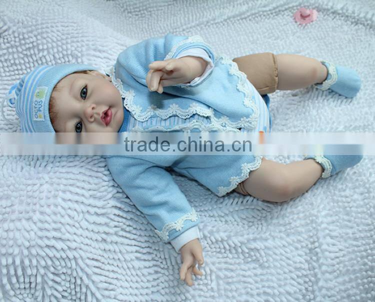22inch silicone reborn baby doll wholesale fashion doll Blue handmade doll clothes newborn lifelike doll