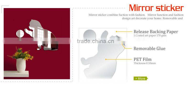 Fashion room decor stickers beautiful plastic mirror sticker