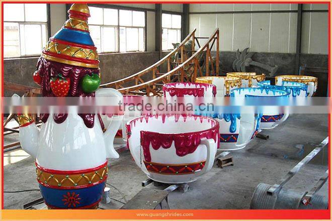 Portable amusement rides for local Fair colorful tea cup rides on wheel