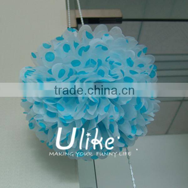 new design polka dot paper fan double used paper pinwheels fan and pom poms flowers wedding table decoration