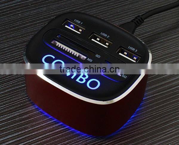 new design 3 port usb hub with different card readers