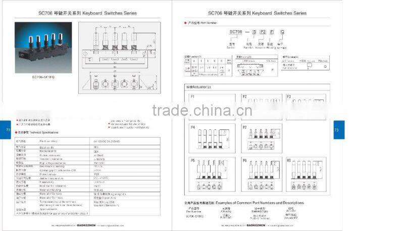 SC706-5F1FQ long button switch for kitchen hoods