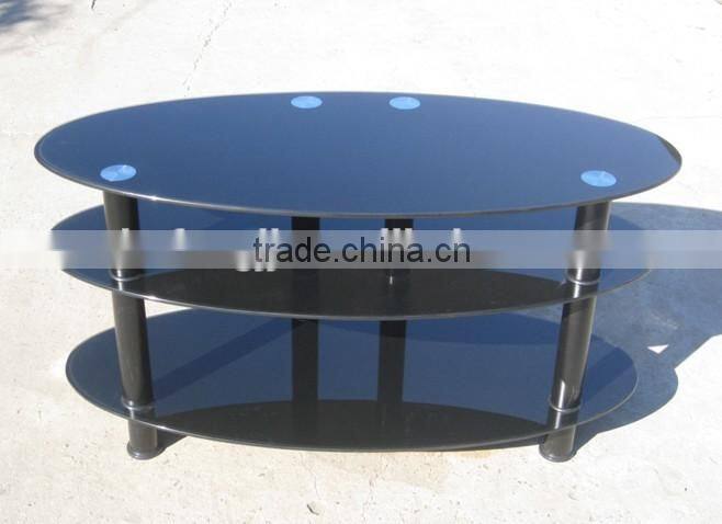 Oval shape glass TV stand living room furniture