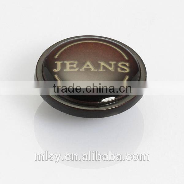 Fashion man clothing zamak button silver jeans button name clothes button