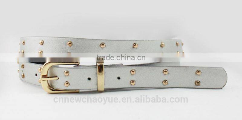 2015 new style hot-sale Fashion PU belts with two line rivets