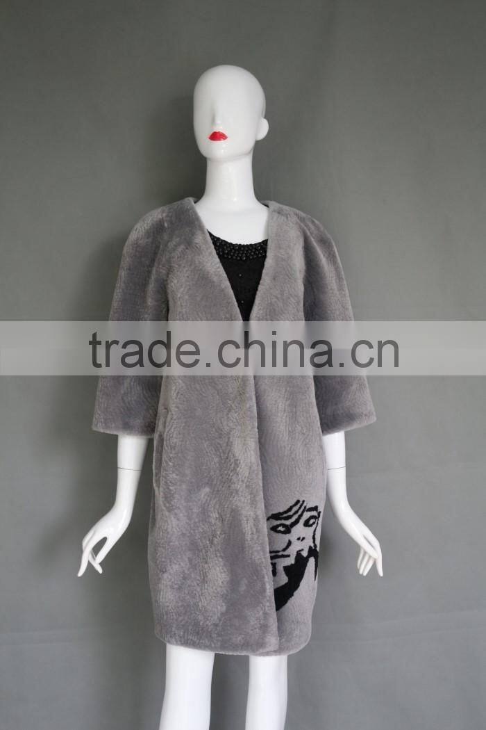 European and American wind lambs wool sheep sheared fur one dress coat female long fur coat in winter
