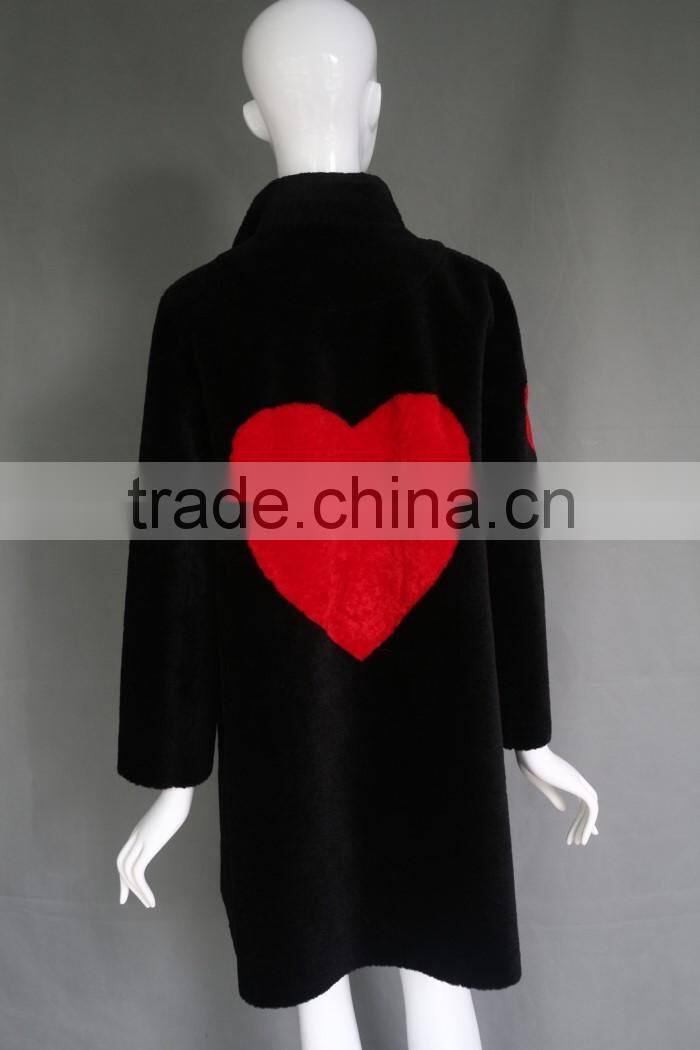Factory direct wholesale fashion ladys wool lamb sheared leather fur jacket
