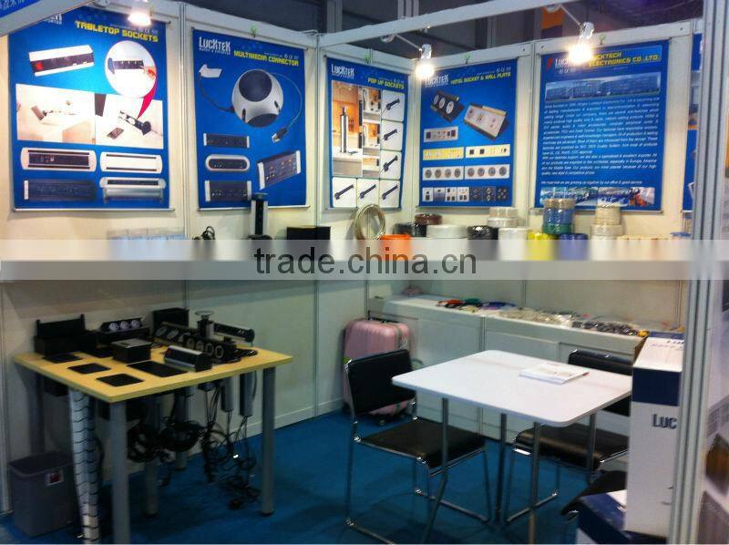 3 ways French pop up desktop socket with 2 RJ45 connectors