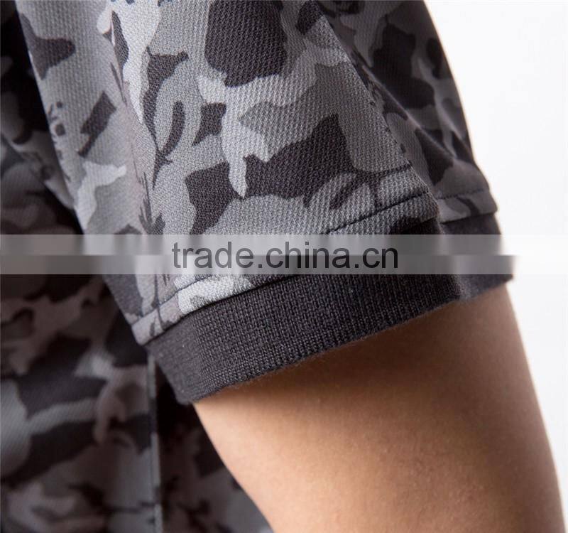 camouflage prin branded collar t-shirts black oem supplier