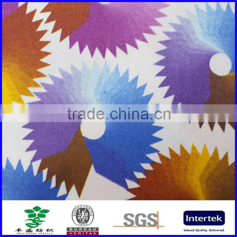 spandex cotton satin geometric printed cotton fabric