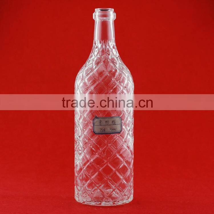 2015 new design Round frosted vodka bottles 750ml flint glass wine bottle Canopus glass liquor bottles