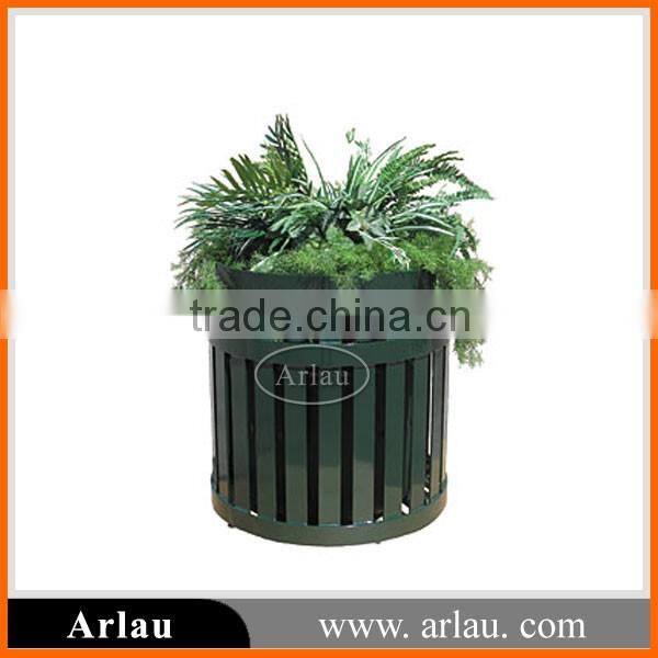 Public round metal flower planter box metal flower pot