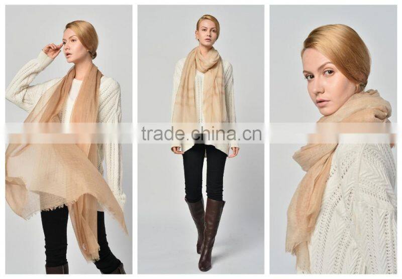 soft and light camel cashmere scarf