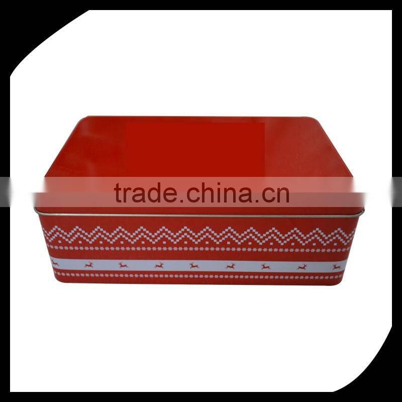 Red metal rectangle tin box /custom printed rectangle gift tin box