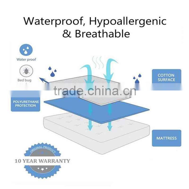 Patterned Anti Slip Thin Waterproof Mattress Pad