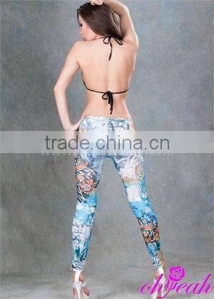 2014 High quality fashion design sexy ladies cream colored leggings