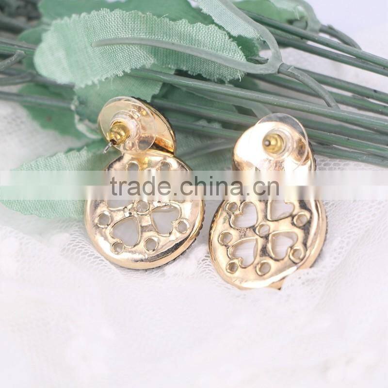Pave Crystal White Gemstone Pearl Style Earring Studs New 2016 Latest Gold Earring Designs