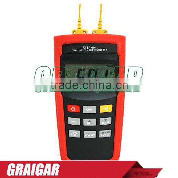 TASI-601 Range -200 to 1372 Degrees Celsius K-TYPE Dual Channel Thermocouple Thermometer Adjust thermocouple offset