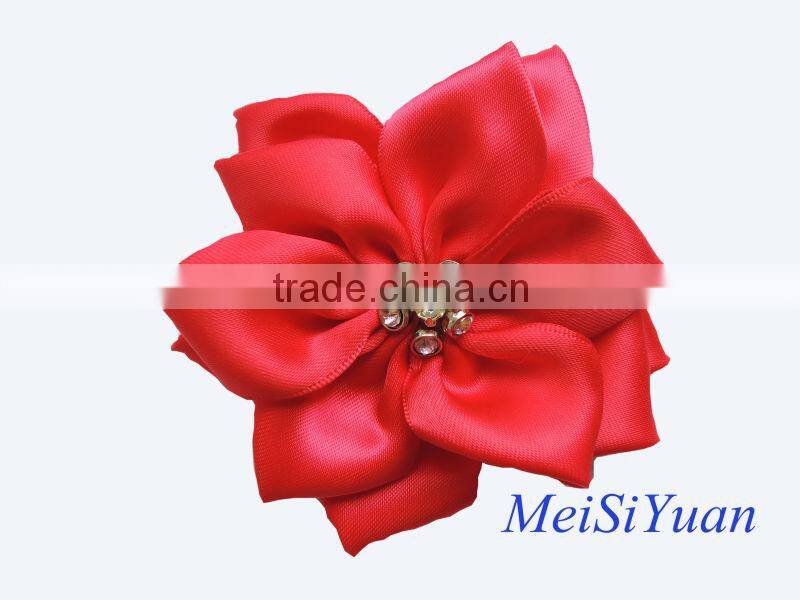 Handmade satin ribbon rose flower DIY craft wedding dress flower appliques/sequin appliques/satin flower