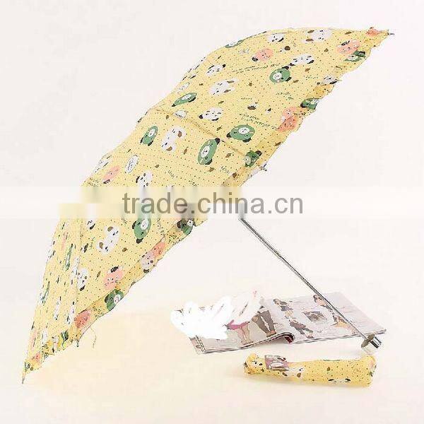 Fashion Little Bear Print Polka Dot Triple Folding Umbrella